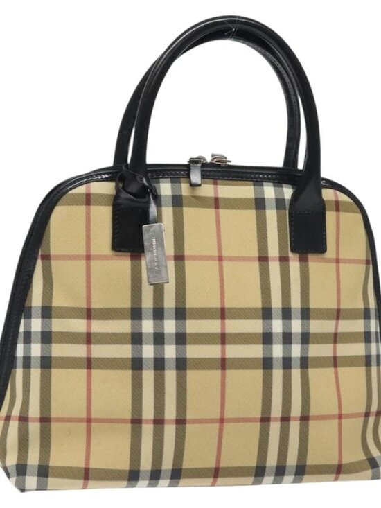 Burberry Handbags - BURBERRY Nova Check Hand Bag PVC Beige Silver Auth 127268